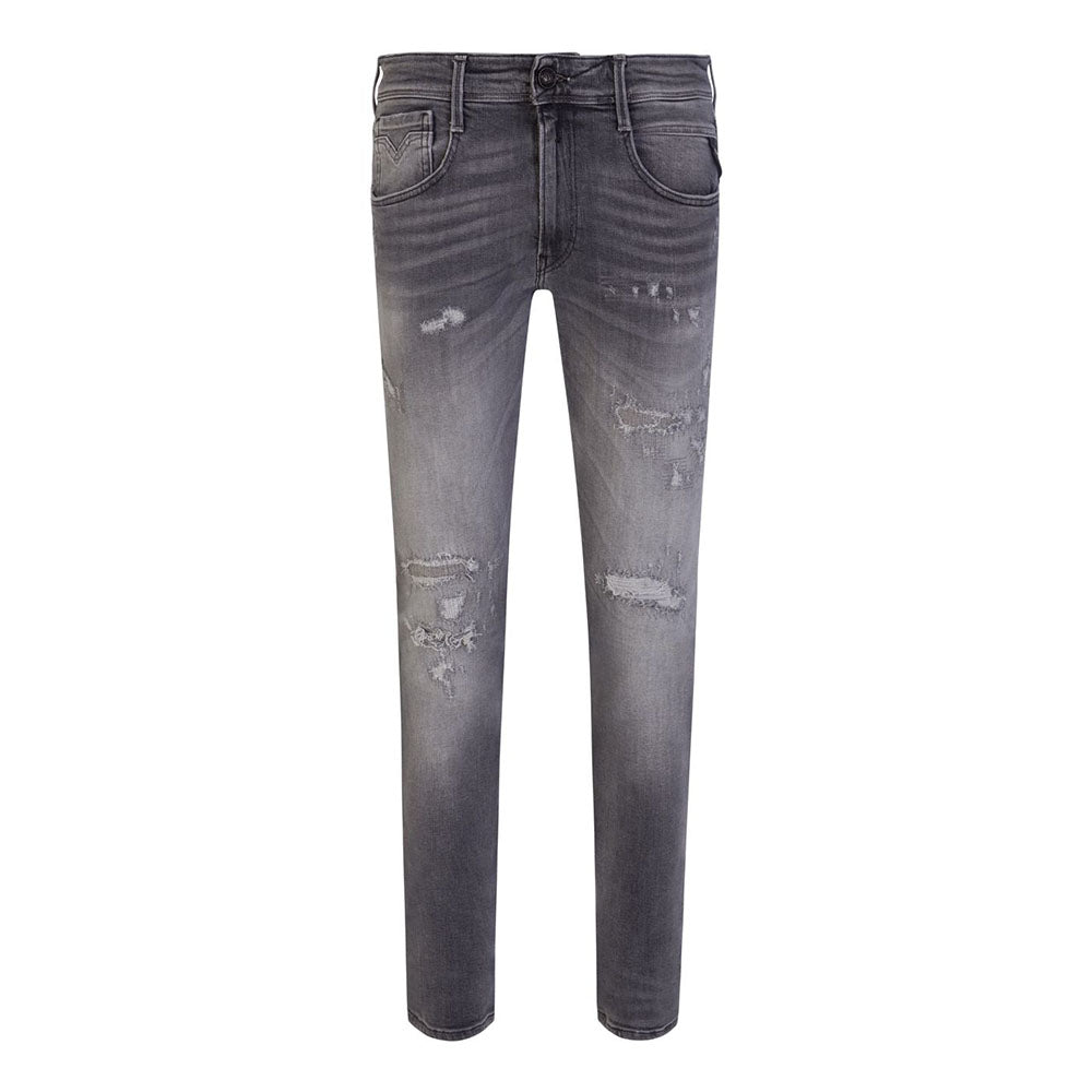 Replay Mens Broken And Repaired Ambass  Jeans Grey