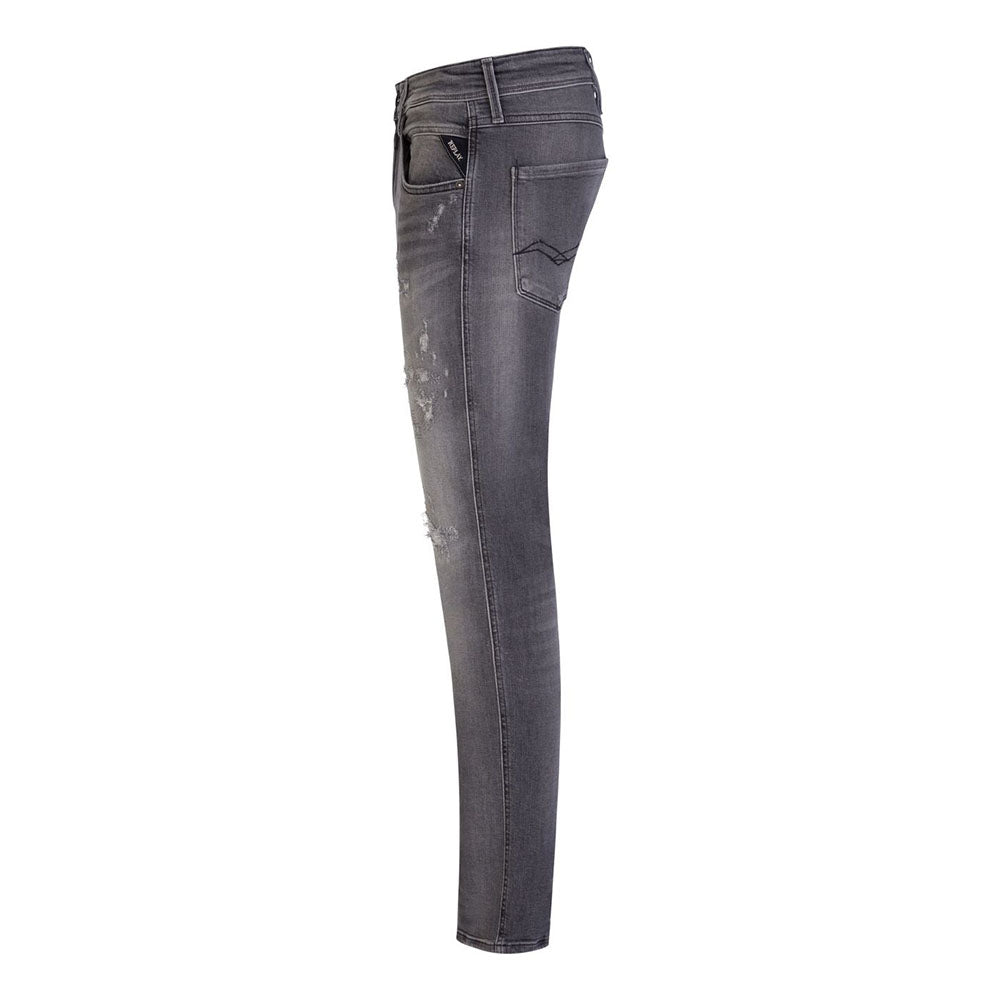 Replay Mens Broken And Repaired Ambass  Jeans Grey