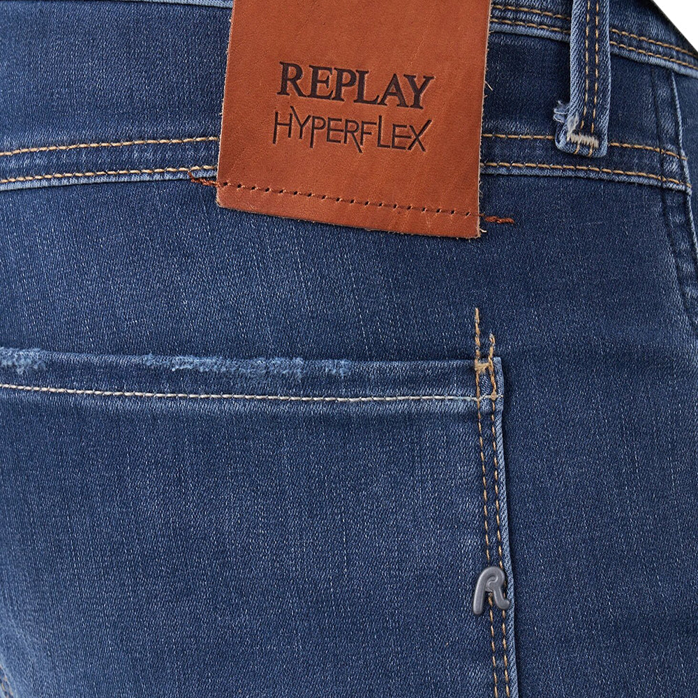 Replay Mens Broken And Repaired Jeans Blue