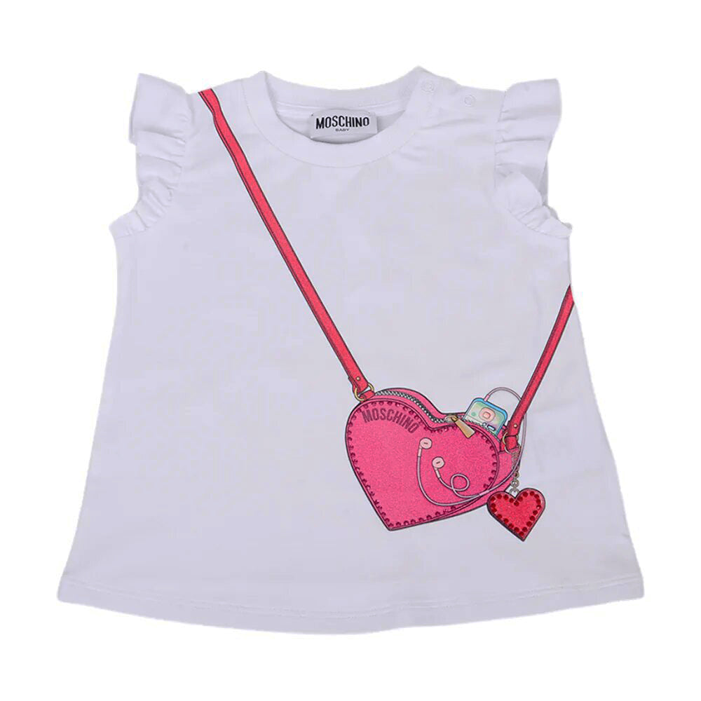 Moschino Baby Girls Purse Logo T-shirt White