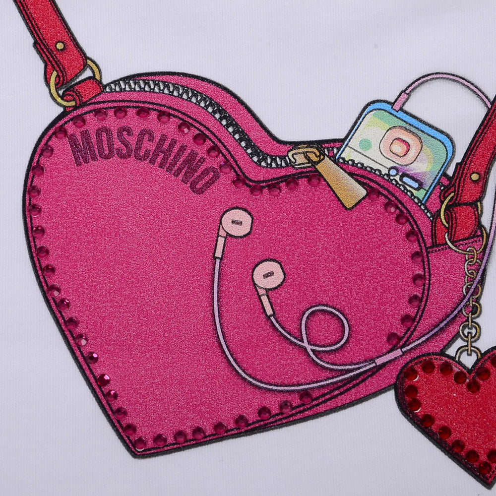 Moschino Baby Girls Purse Logo T-shirt White