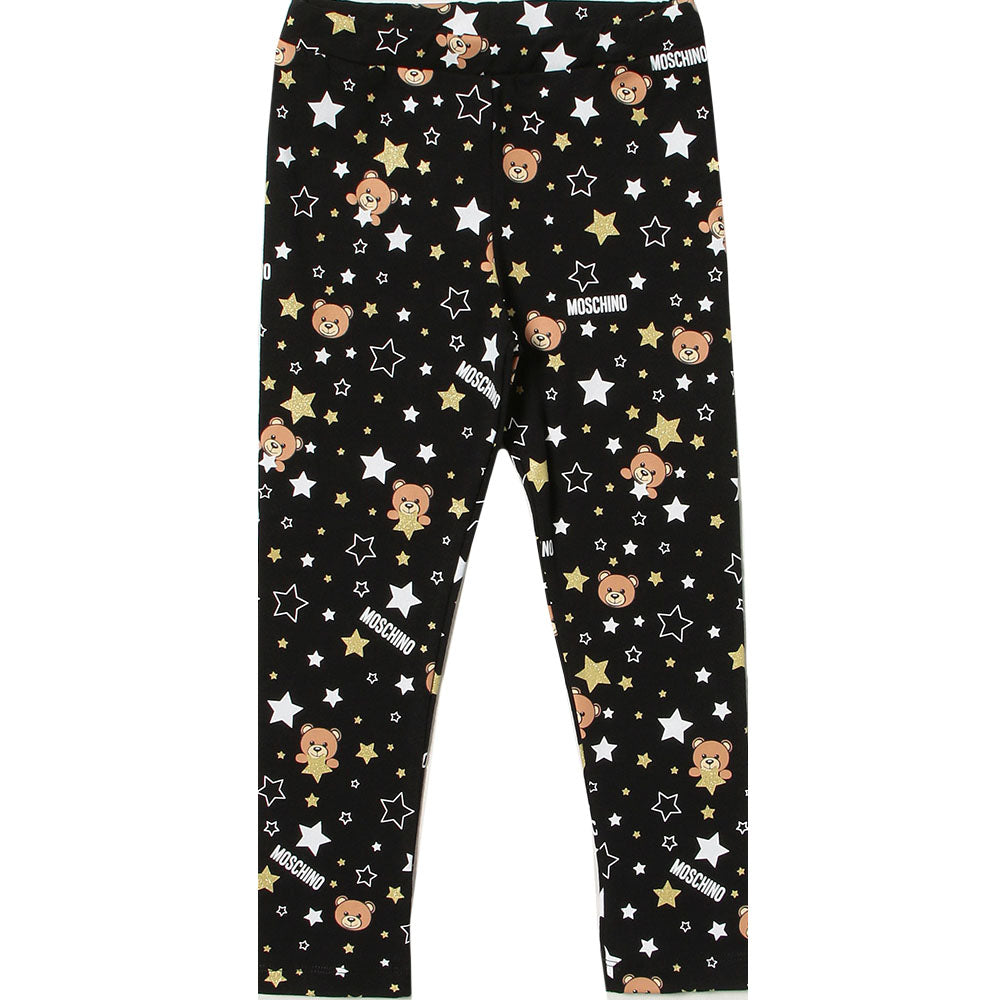 Moschino Baby Girls Bear Star Print Leggings Black