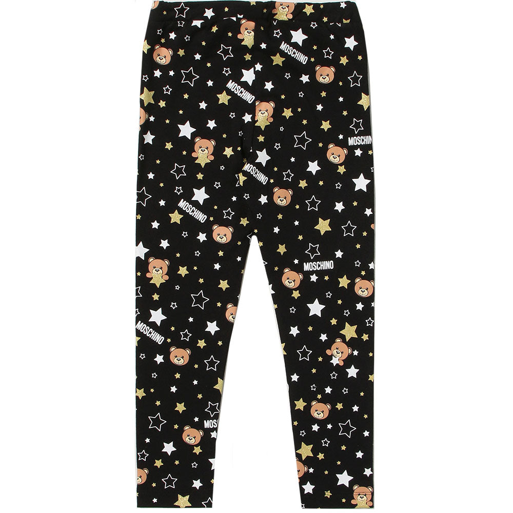 Moschino Baby Girls Bear Star Print Leggings Black