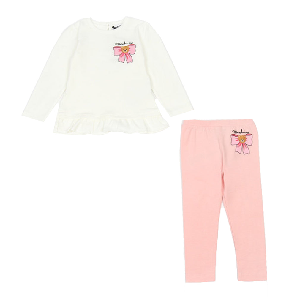 Moschino Baby Girls Teddy Bear T-shirt And Leggings White
