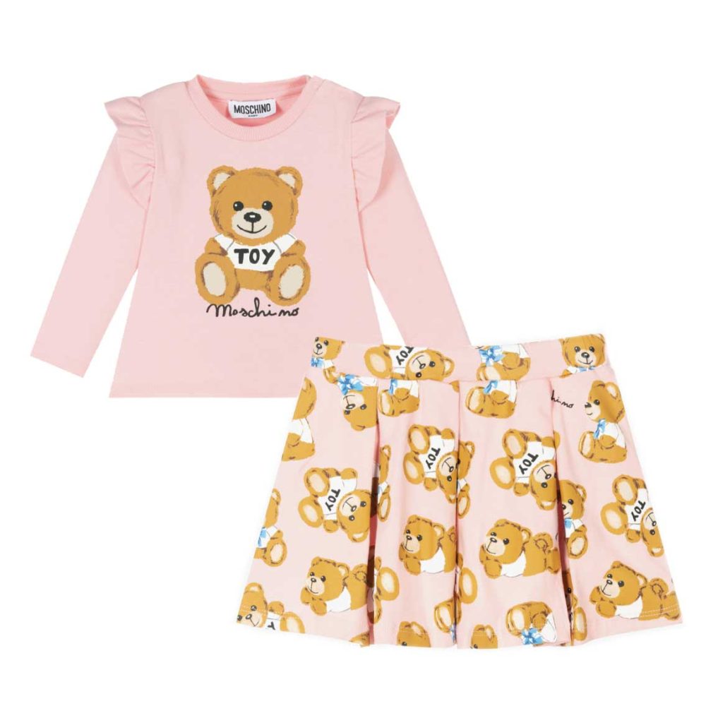 Moschino Baby Girls Teddy Bear And T-shirt Set Pink