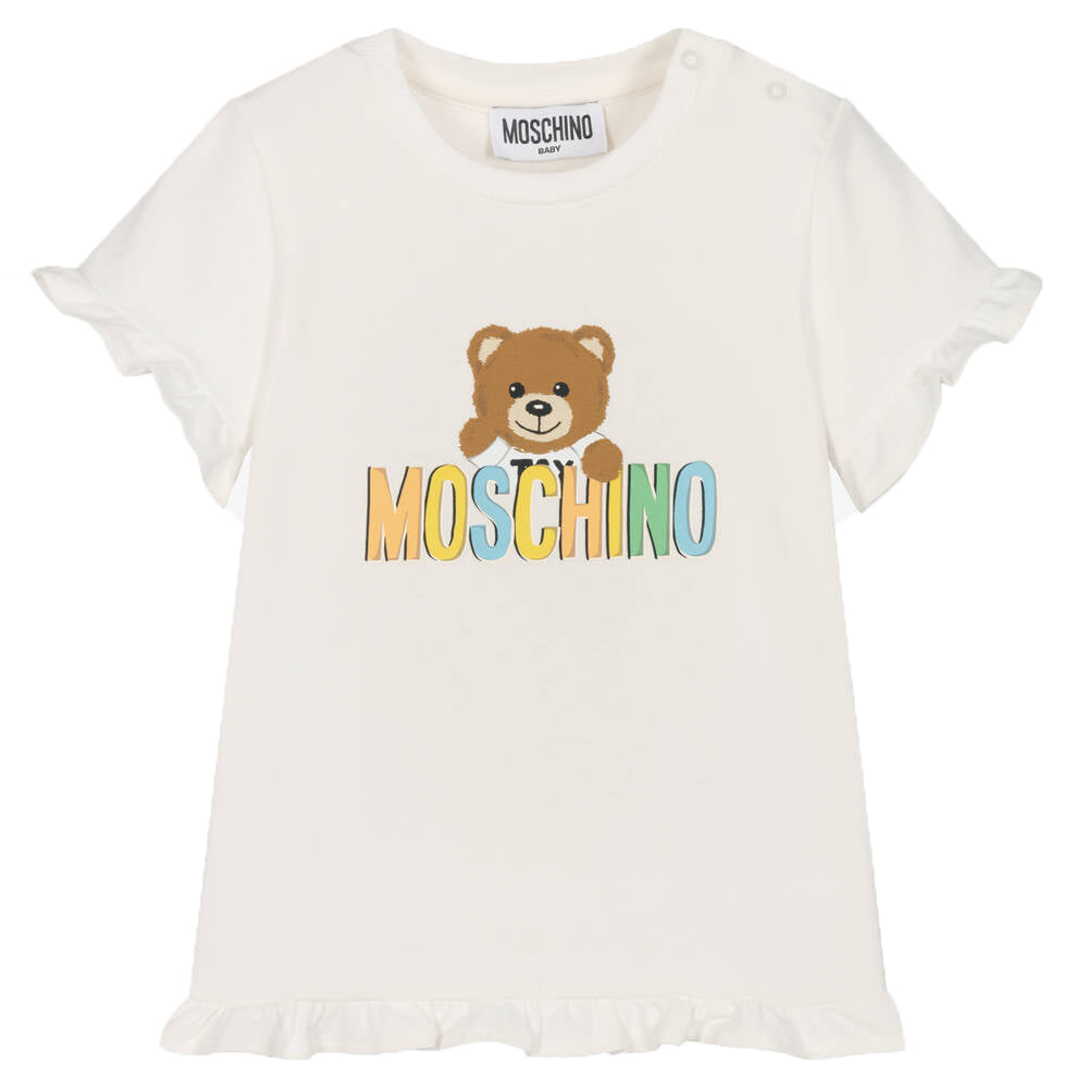 Moschino Baby Girls Teddy Print T-shirt White