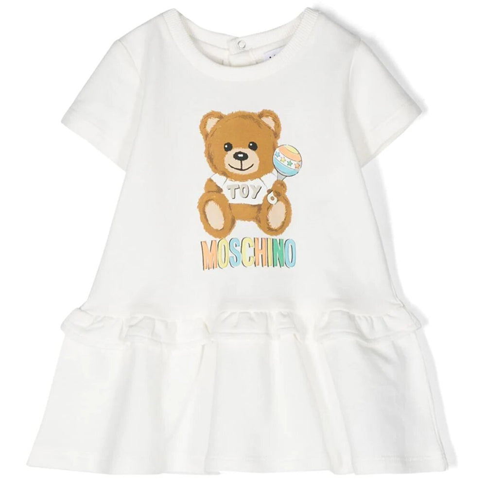 Moschino Baby Girls Teddy Bear Print Dress White
