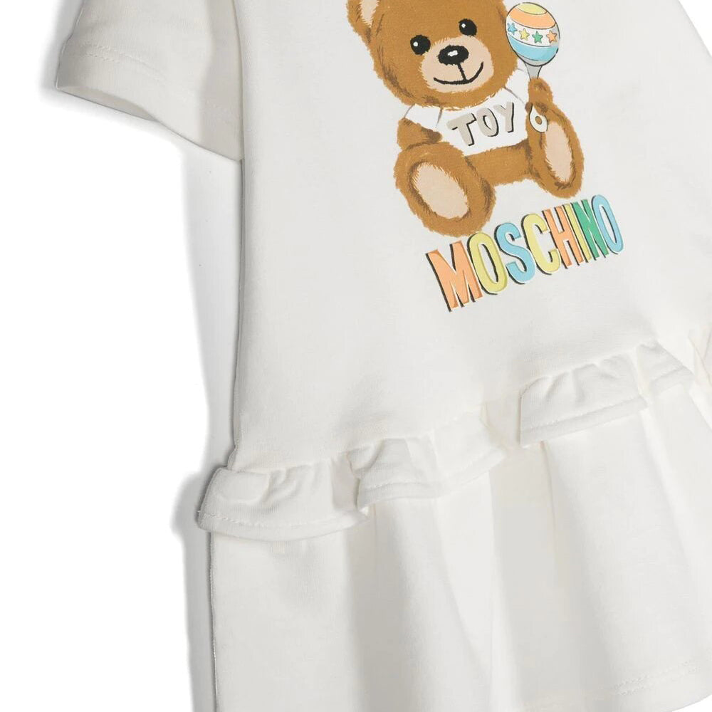 Moschino Baby Girls Teddy Bear Print Dress White