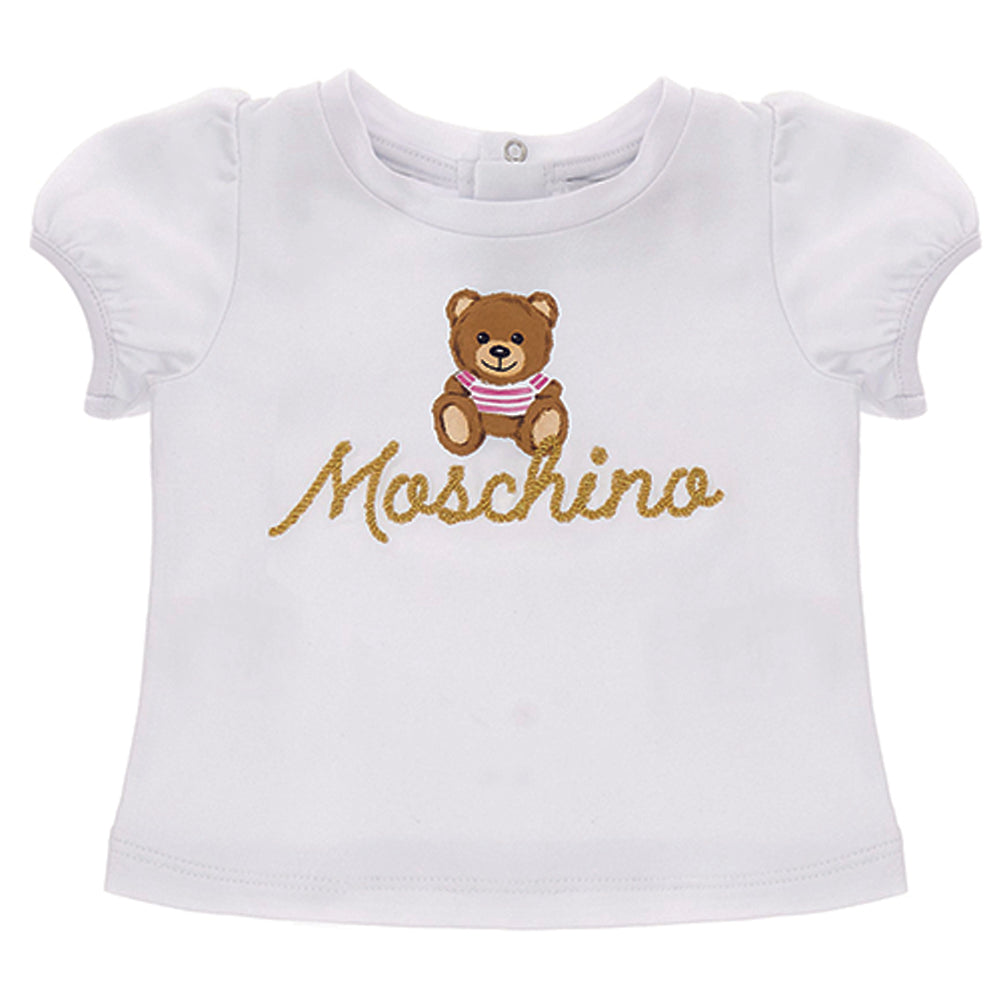 Moschino Baby Girls Teddy Bear Print T-shirt White