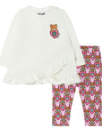 Moschino Baby Girls Heart Teddy Bear T-shirt And Leggings White