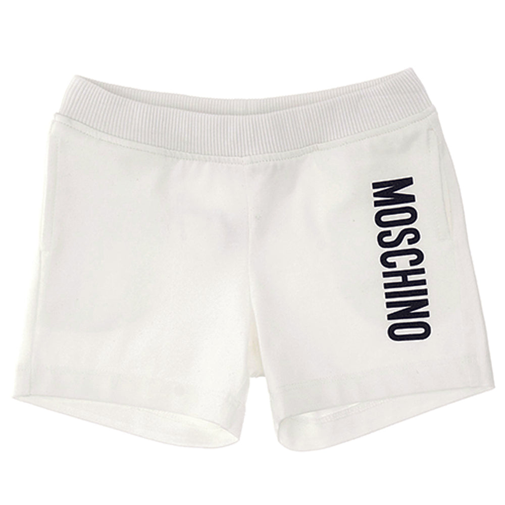 Moschino Baby Unisex Logo Print Shorts White