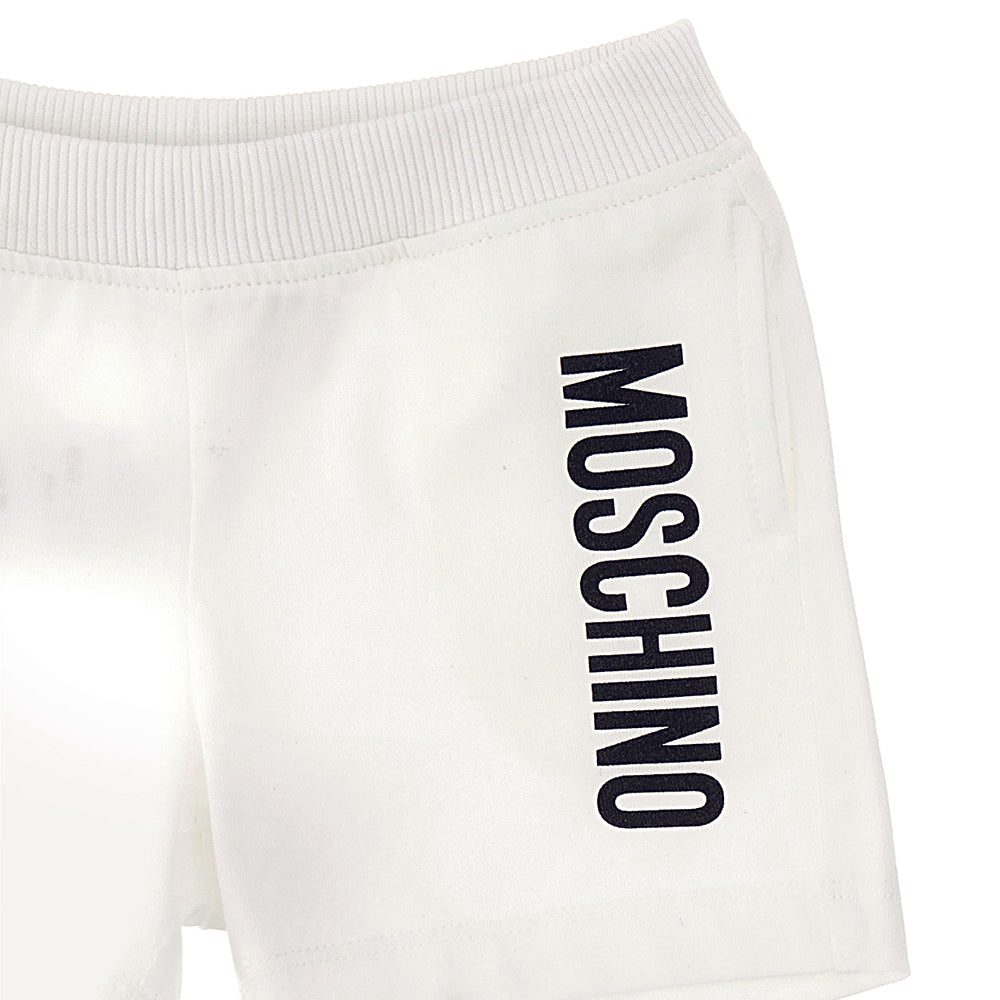 Moschino Baby Unisex Logo Print Shorts White