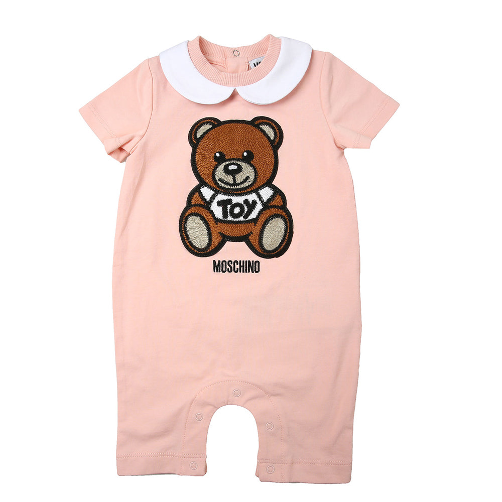 Moschino Baby Girls Teddy Bear Print Babygrow Pink