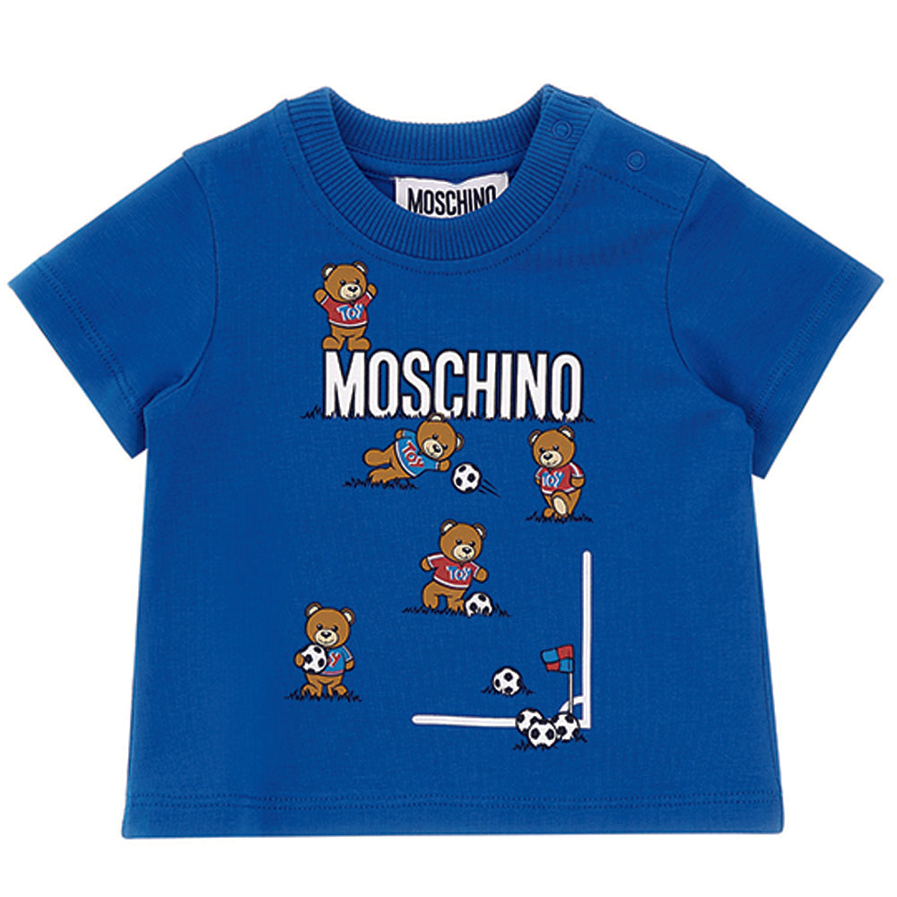 Moschino Baby Boys Football Print T-shirt Blue