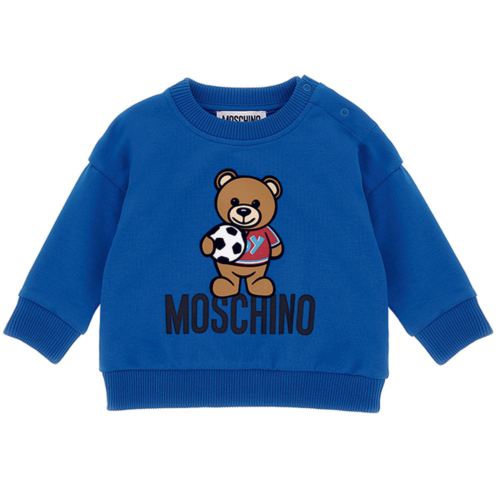 Moschino Baby Boys Teddy Bear Football Print Sweater Blue