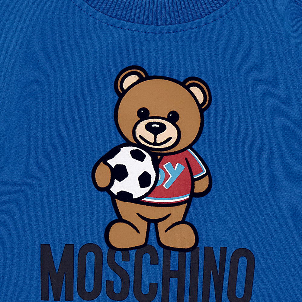 Moschino Baby Boys Teddy Bear Football Print Sweater Blue