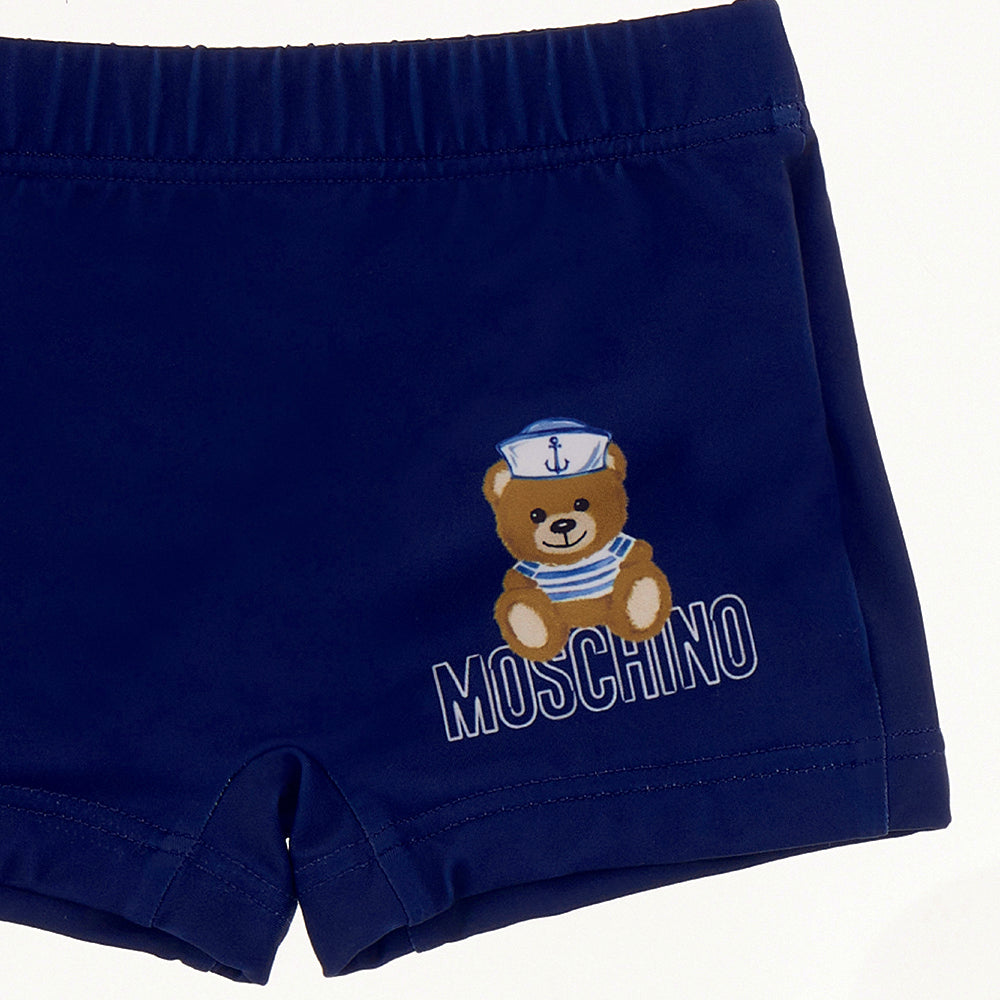 Moschino Baby Boys Teddy Bear Sailor Print Swim Shorts Navy
