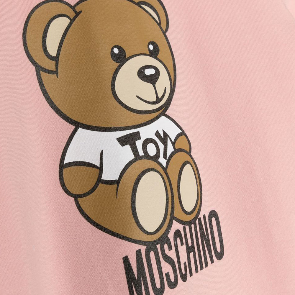 Moschino Baby Girls Teddy Bear Motif Babygrow Pink