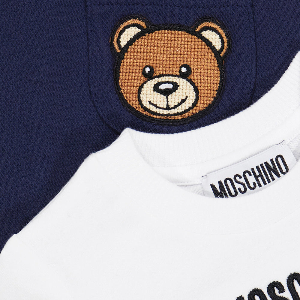 Moschino Baby Boys T-Shirt &amp; Dungarees Set White