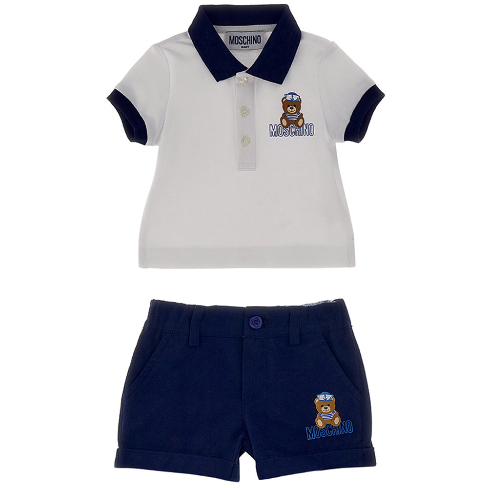 Moschino Baby Boys Polo &amp; Shorts Set White