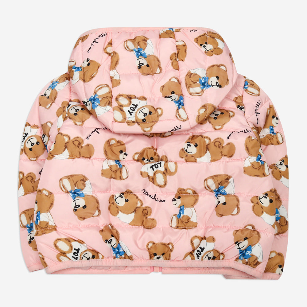 Moschino Baby Girls Teddy Bear Puffer Jacket Pink