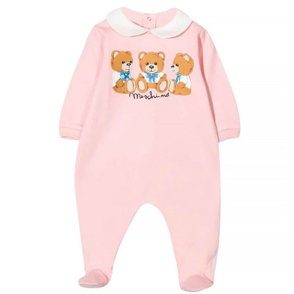 Moschino Baby Girls Teddy Bear Babygrow Pink