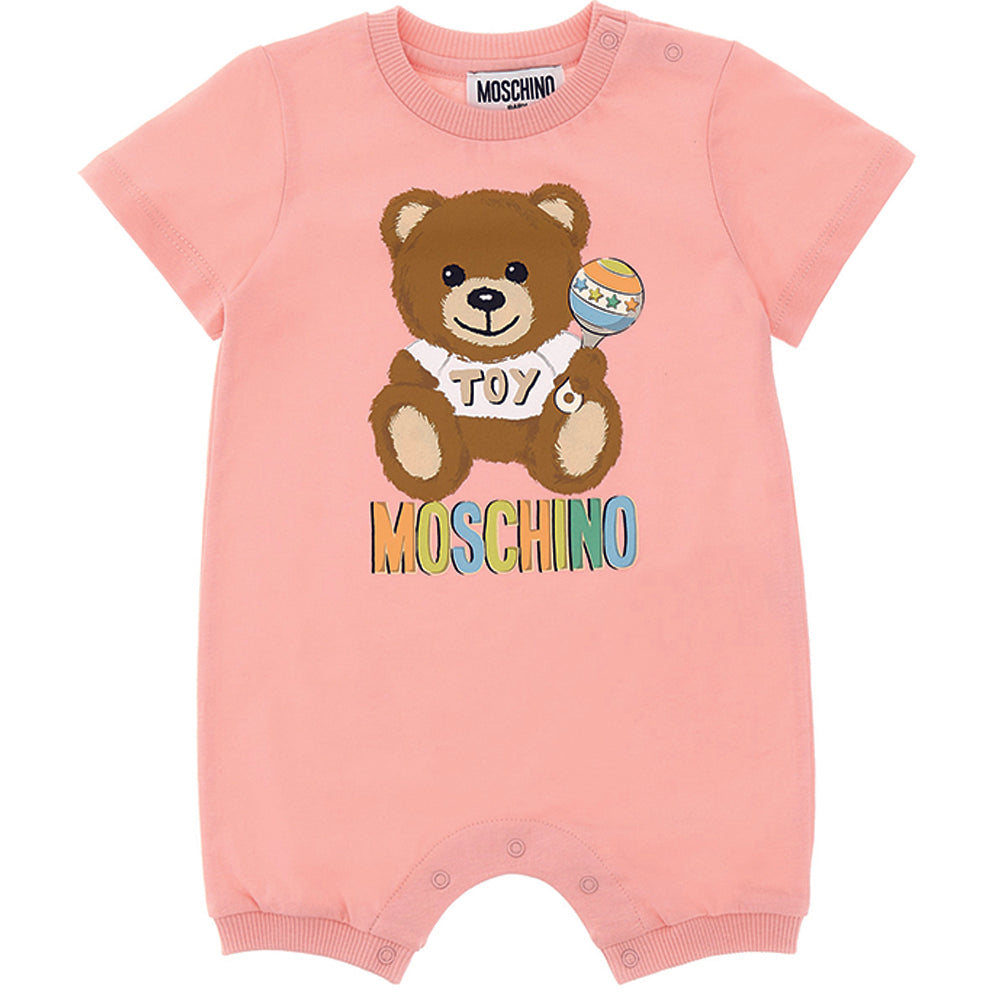 Moschino Baby Girls Teddy Bear Print Romper Pink