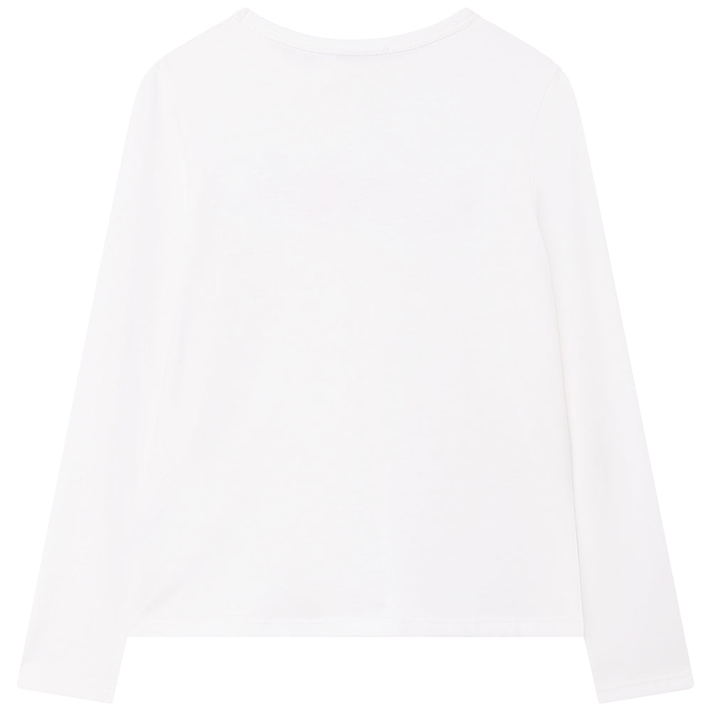 Lanvin Girls Logo Print Long Sleeved T-Shirt White