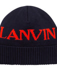 Lanvin Boys Logo Wool Hat Navy