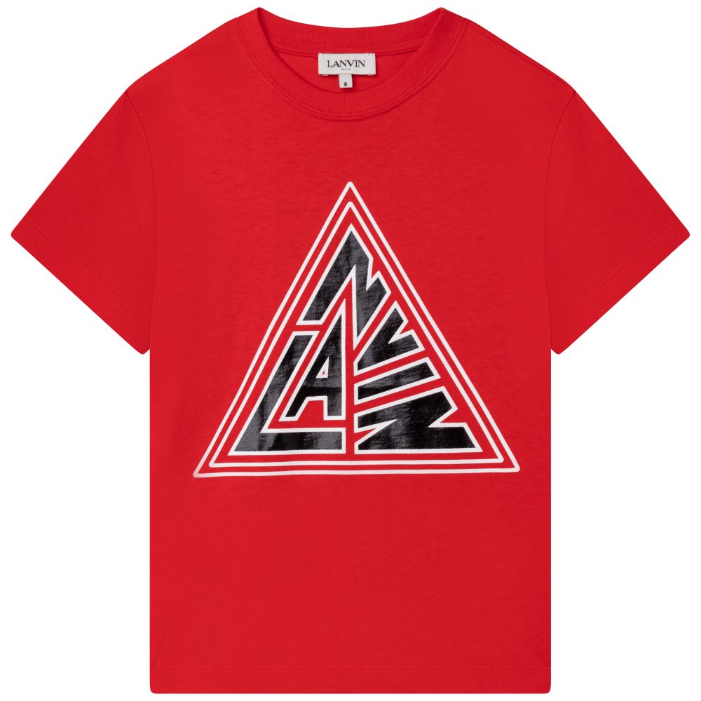 Lanvin Boys Triangle Logo T Shirt Red