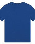 Lanvin Boys Camo Print Logo T Shirt Blue