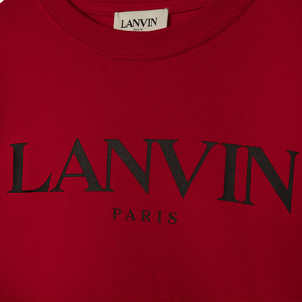 Lanvin Boys Logo Long Sleeved T-shirt Red