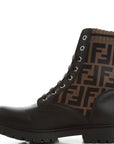 Fendi Girls FF Logo Ankle Boots Black