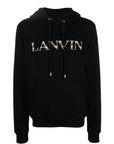 Lanvin Mens Curb Embroidered Hoodie Black