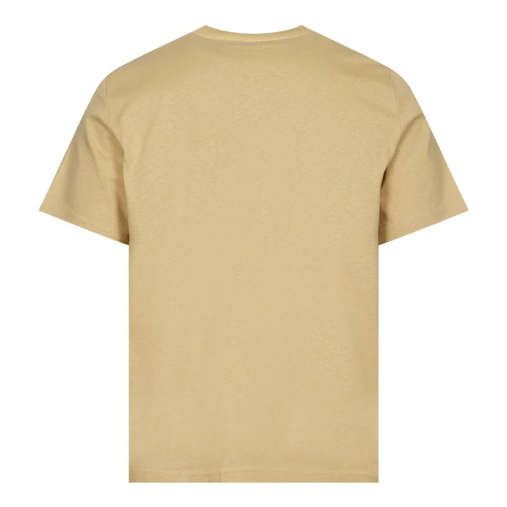 Lanvin Mens Curb Embroidered Sand Logo T-shirt Beige