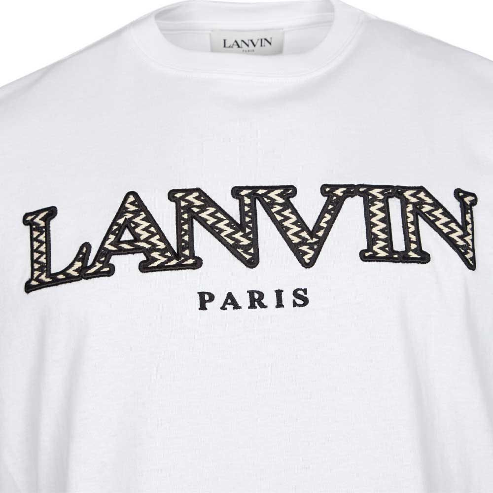 Lanvin Mens Curb Logo Appliquéd Cotton T-shirt White