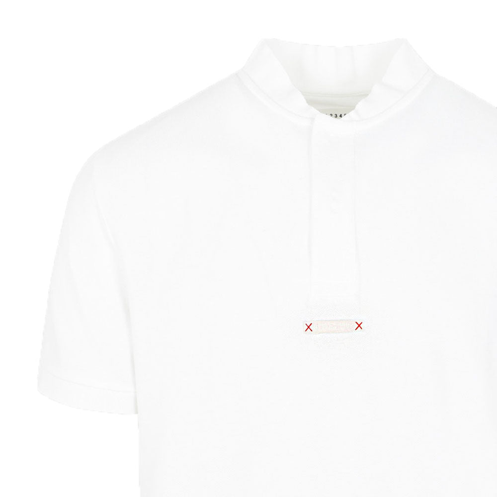 Maison Margiela Mens Collarless Polo Shirt White