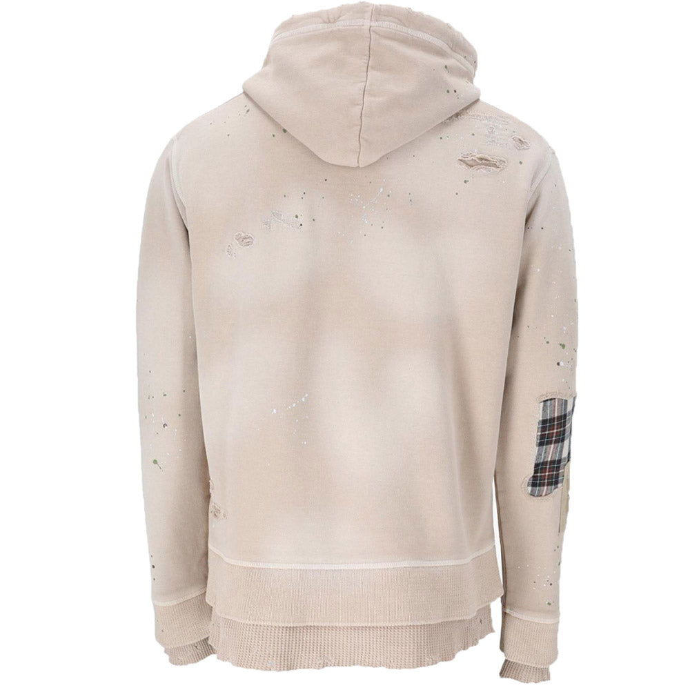 Dsquared2 Men&#39;s Logo Print Patchwork Hoodie Beige