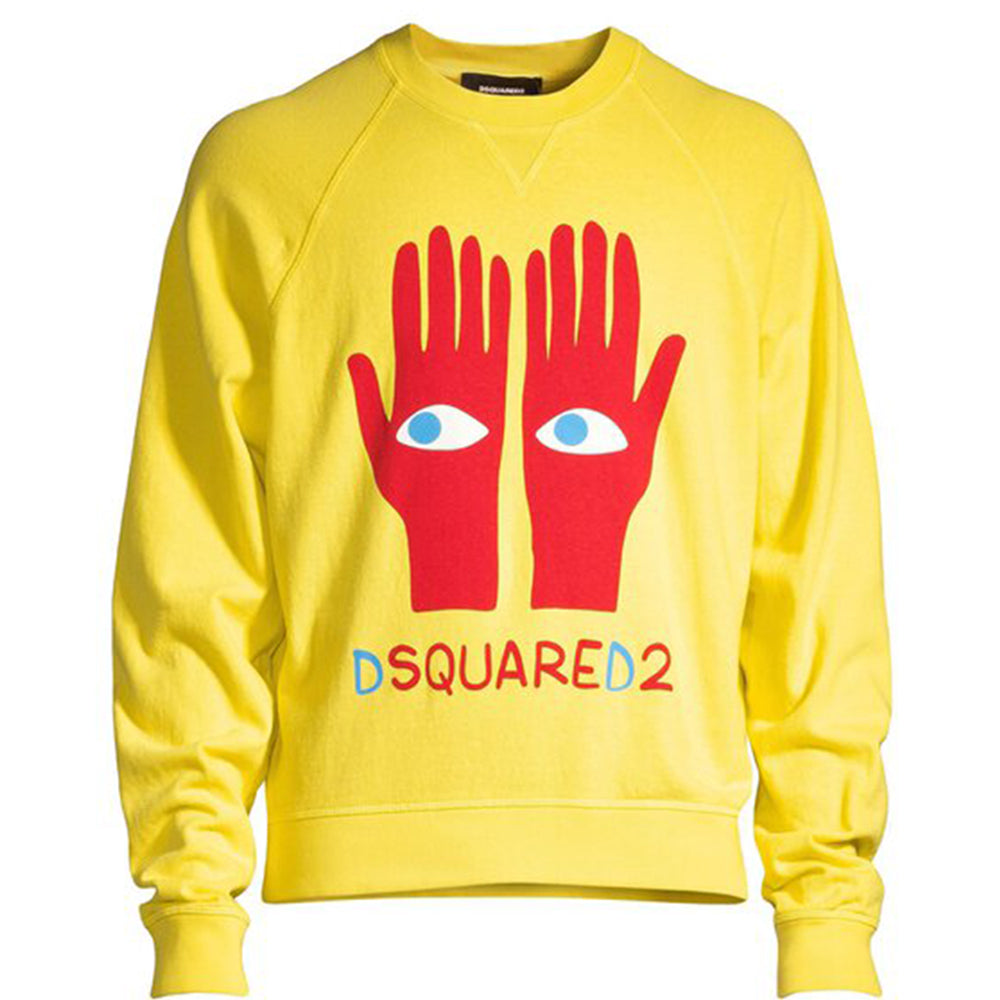 Dsquared2 Mens Eyes On Hands Sweatshirt Yellow