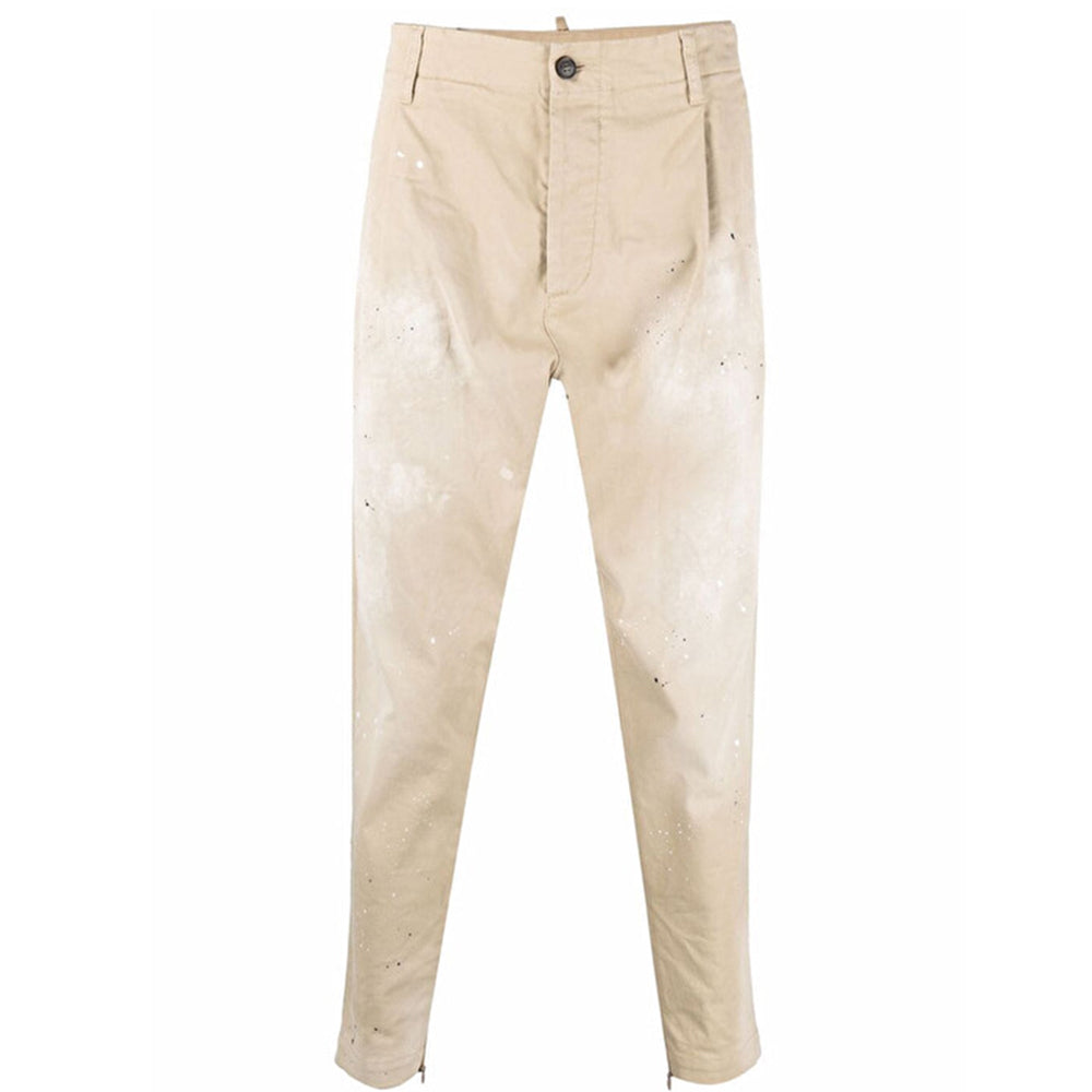 Dsquared2 Mens Paint Splash Trousers Cream