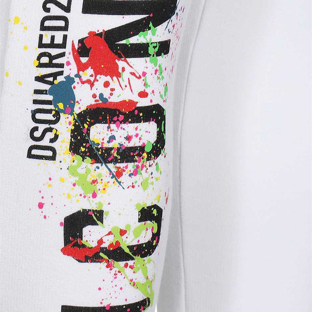 Dsquared2 Mens Paint splash Joggers White