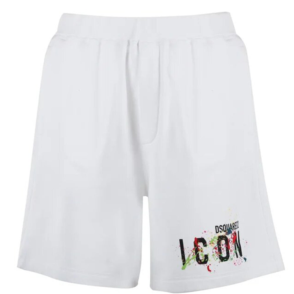 Dsquared2 Mens Icon Splatter Shorts White