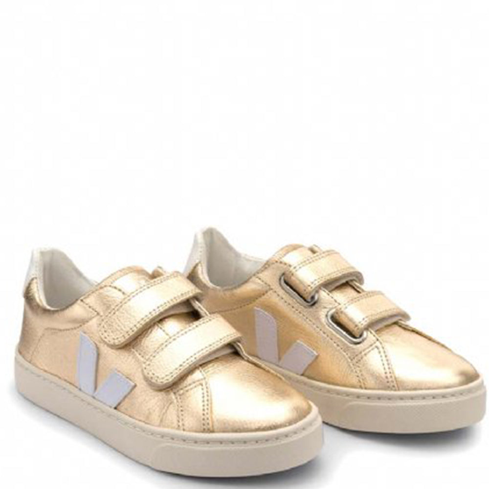 Veja Girls Explar Chromefree Leather Sneakers Gold