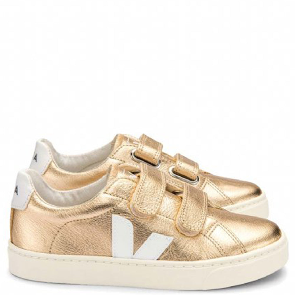Veja Girls Explar Chromefree Leather Sneakers Gold