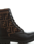 Fendi Girls FF Logo Ankle Boots Black