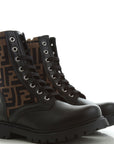 Fendi Girls FF Logo Ankle Boots Black
