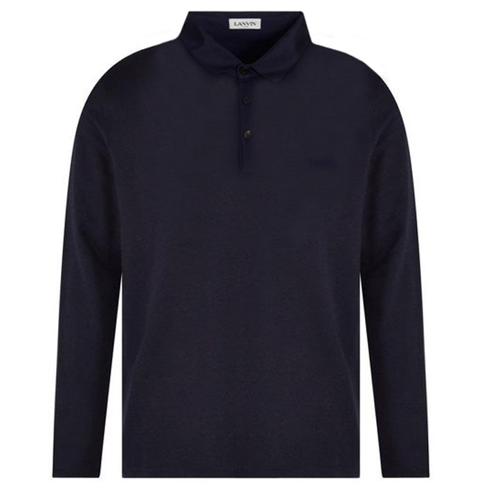 Lanvin Men&#39;s Long Sleeve Polo T-shirt Navy