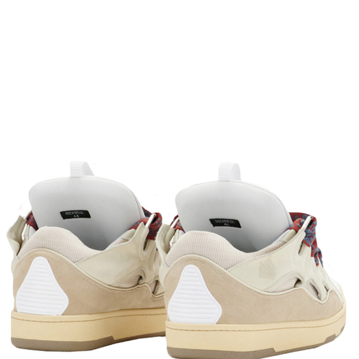 Lanvin Men&#39;s Leather Curb Sneakers Beige