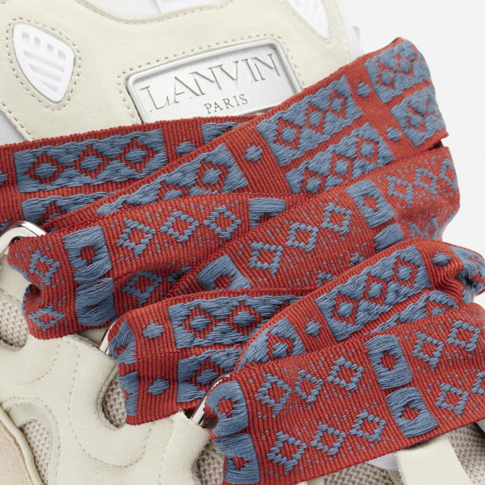 Lanvin Men&#39;s Leather Curb Sneakers Beige