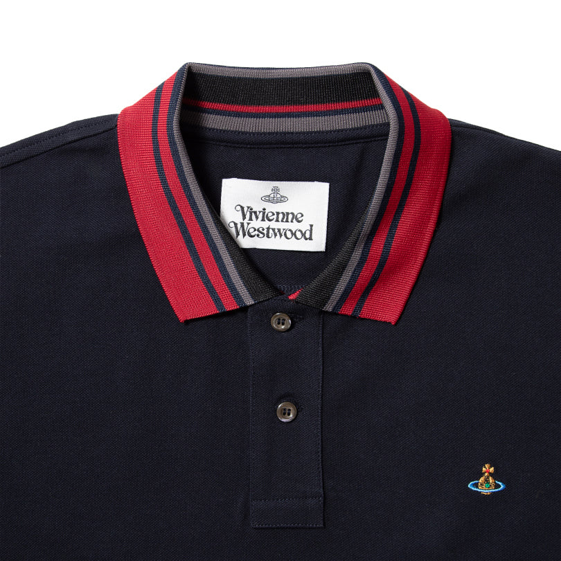 Vivienne Westwood Men&#39;s Stripe Logo Polo Navy